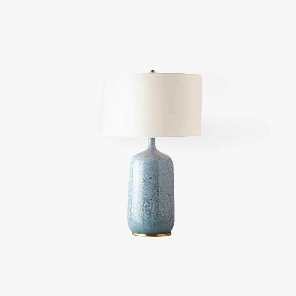Sano Modern Drum Ceramic/Fabric Table Lamp, Blue