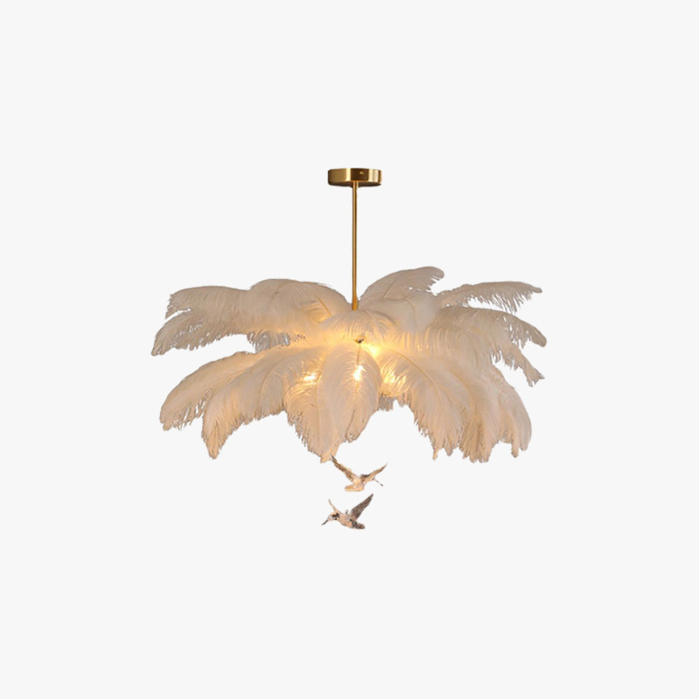 O'Moore Ostrich Contemporary Elegant Feather Chandelier White