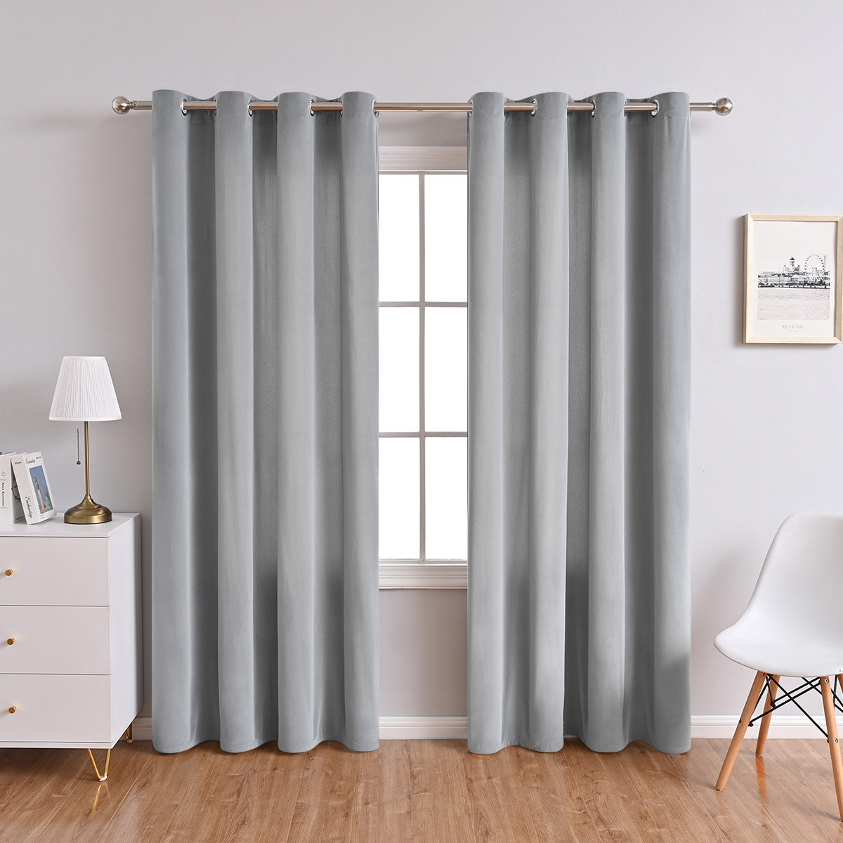 Modern Simple Blackout Curtain, Beige/Gray/Dark Green, Living Room