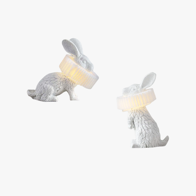 Alice Decorative Modern Rabbit Table Lamp White Resin Bedroom