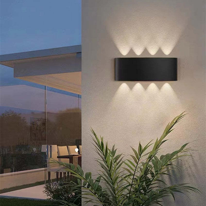 Orr Modern Rectangular Metal Outdoor Wall Lamp Black/White Water-Wave