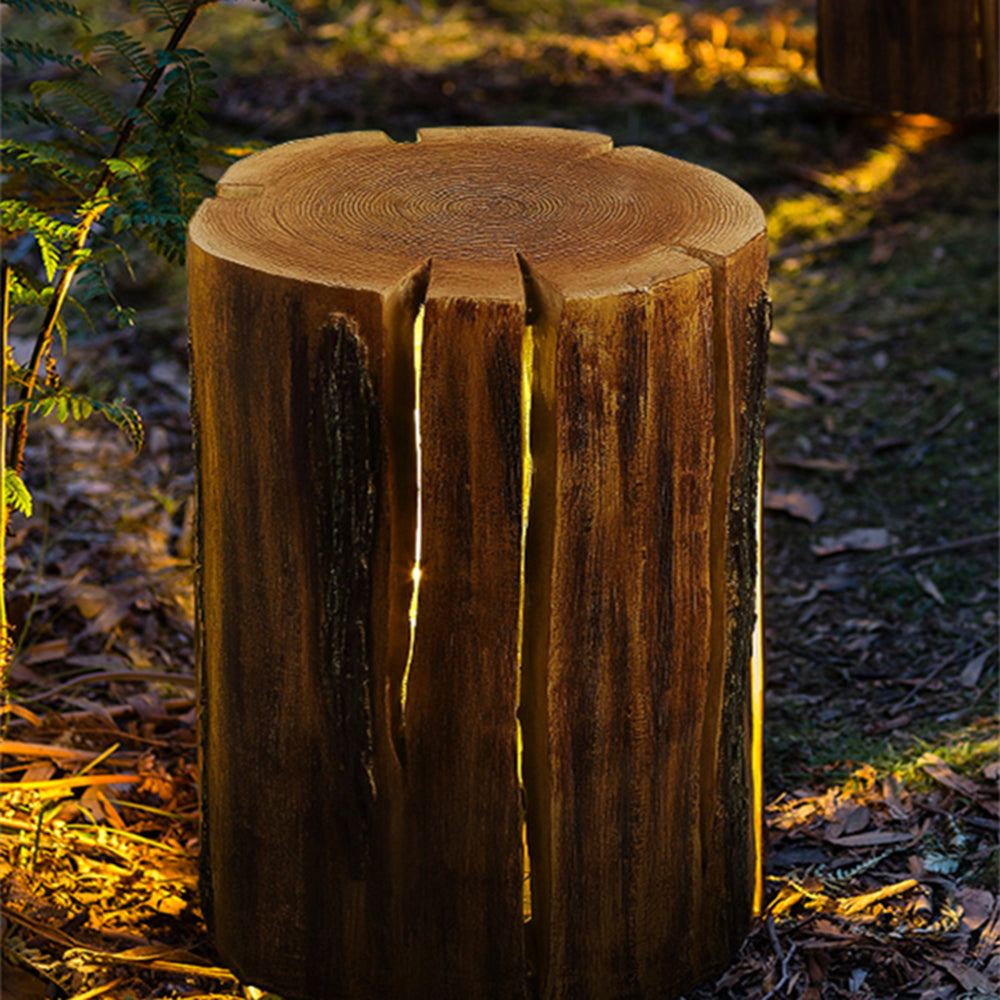 Orr Natural Column Wood Outdoor Floor Lamp Table