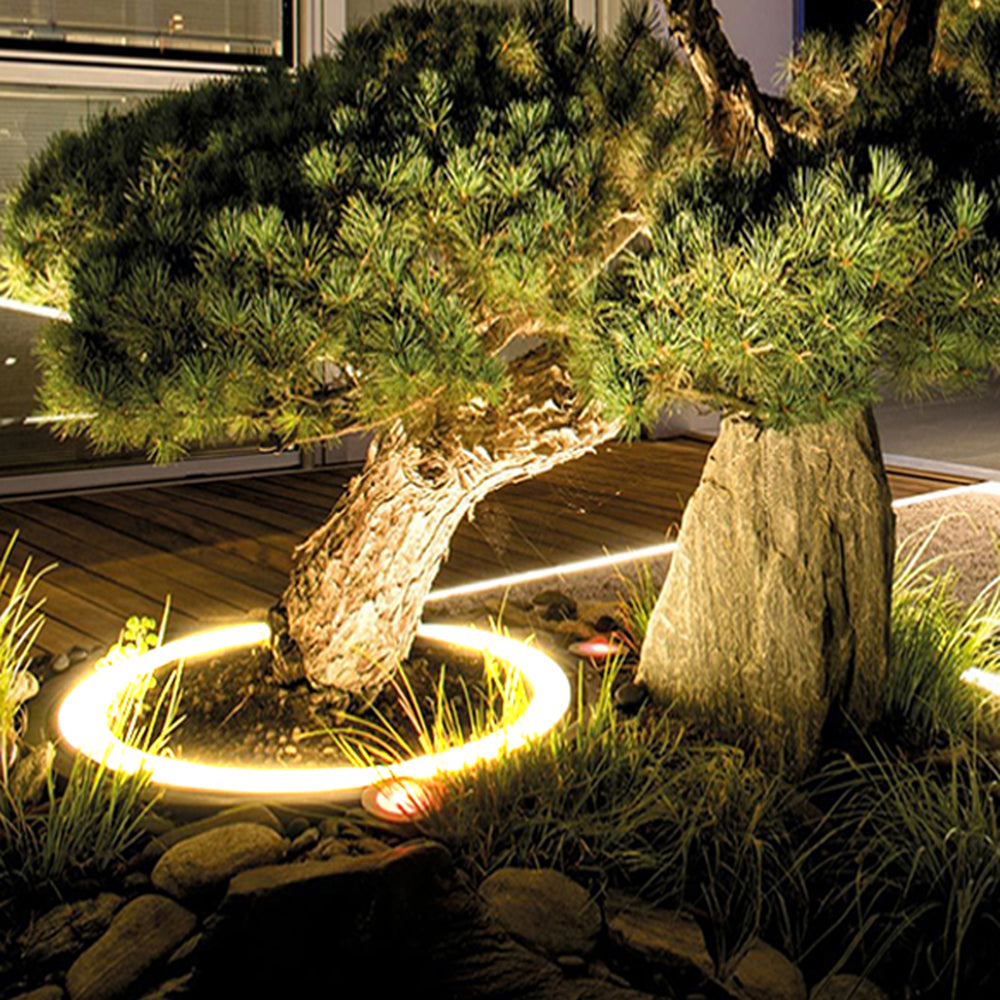 Orr Modern Irregular Metal/Glass Outdoor Ground Light for Trees, Black