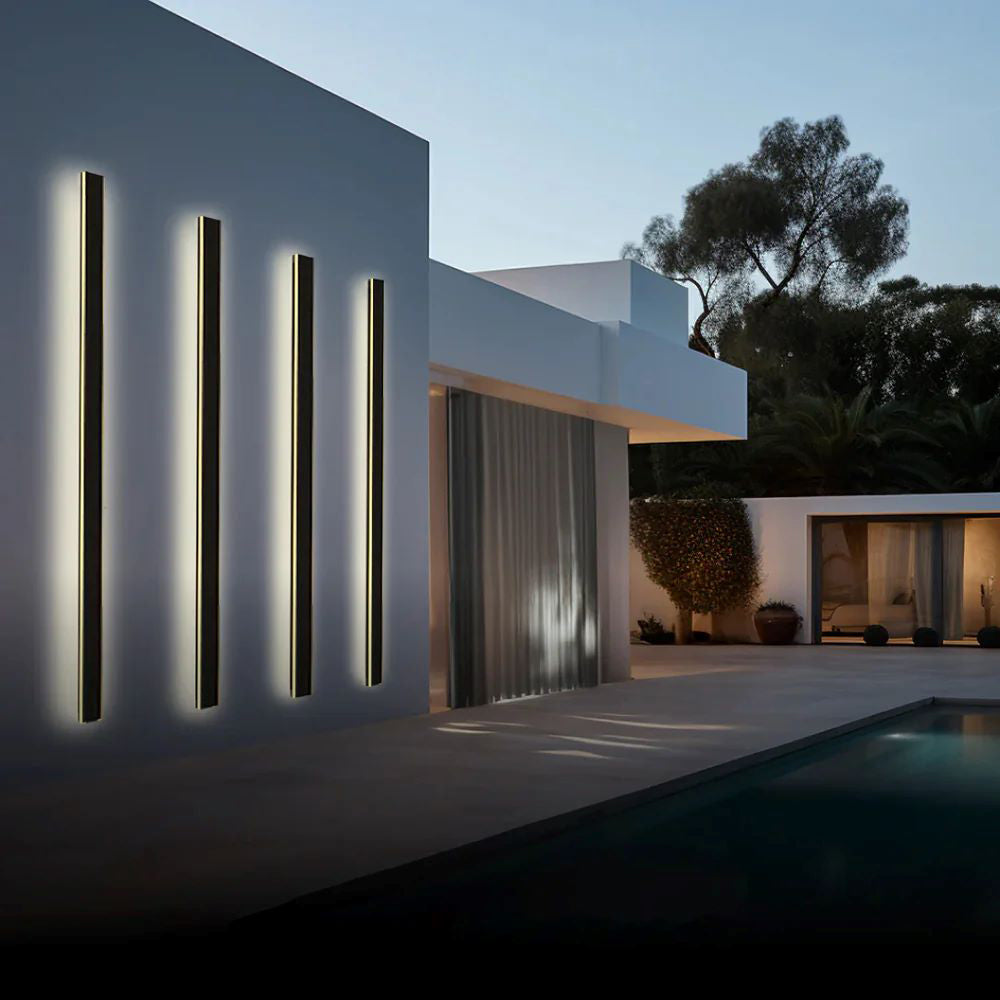 Edge Ripple Minimalist Linear LED Outdoor Wall Lamp Metal Garden Corridor Balcony