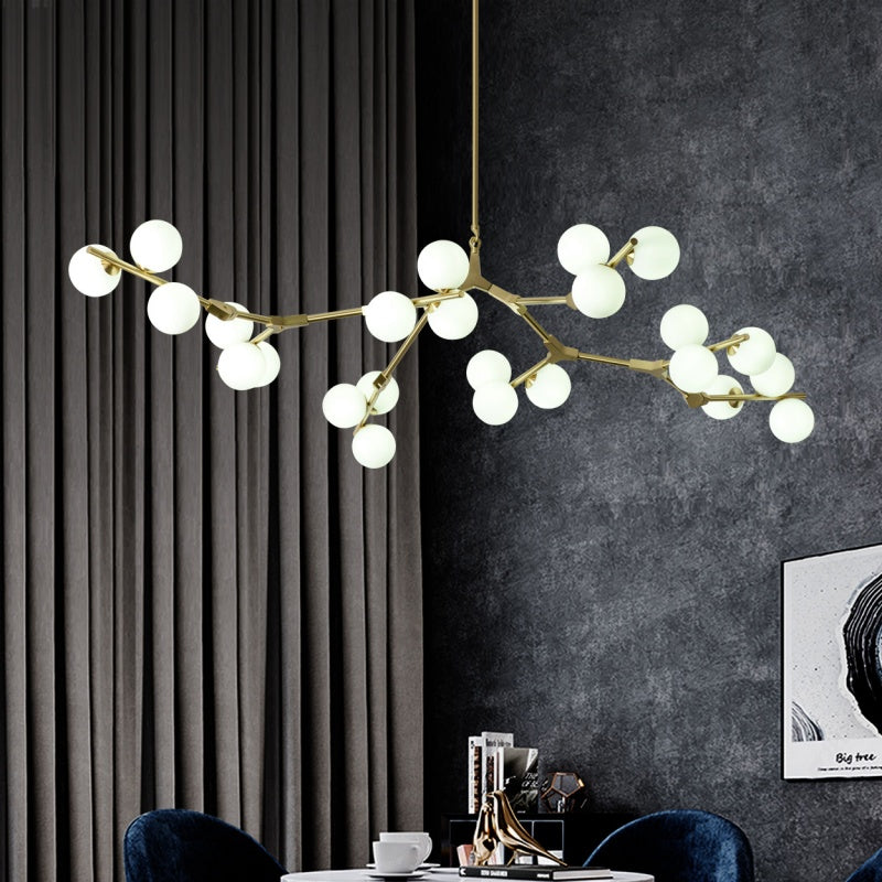 Valentina Modern LED Chandelier Gold/Black Glass Living Room/Bedroom