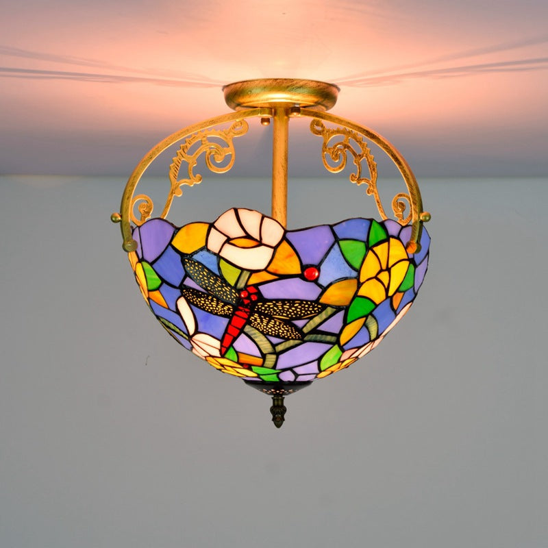 Eryn Vintage Acrylic Flush Mount Ceiling Light Multicolor Metal Glass