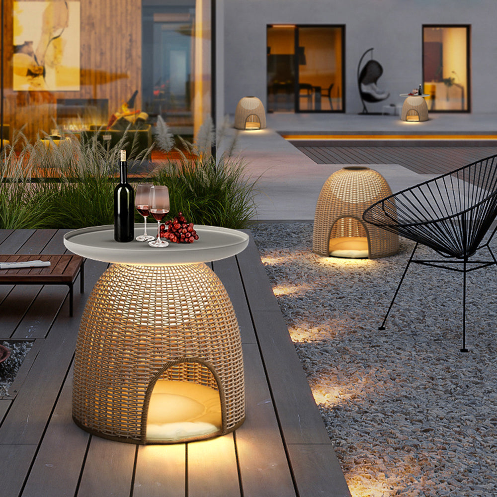 Ritta Solar Outdoor Floor Lamp /w Table, 16"/18.5"