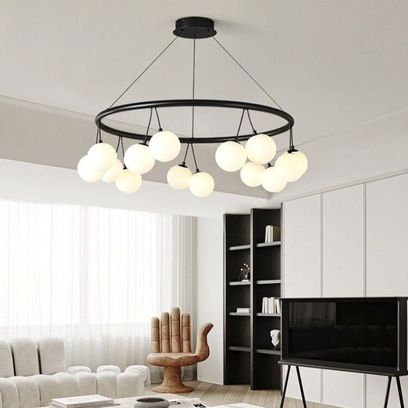 Valentina Nordic LED Chandelier Black Metal/Glass Dining/Living Room/Bedroom