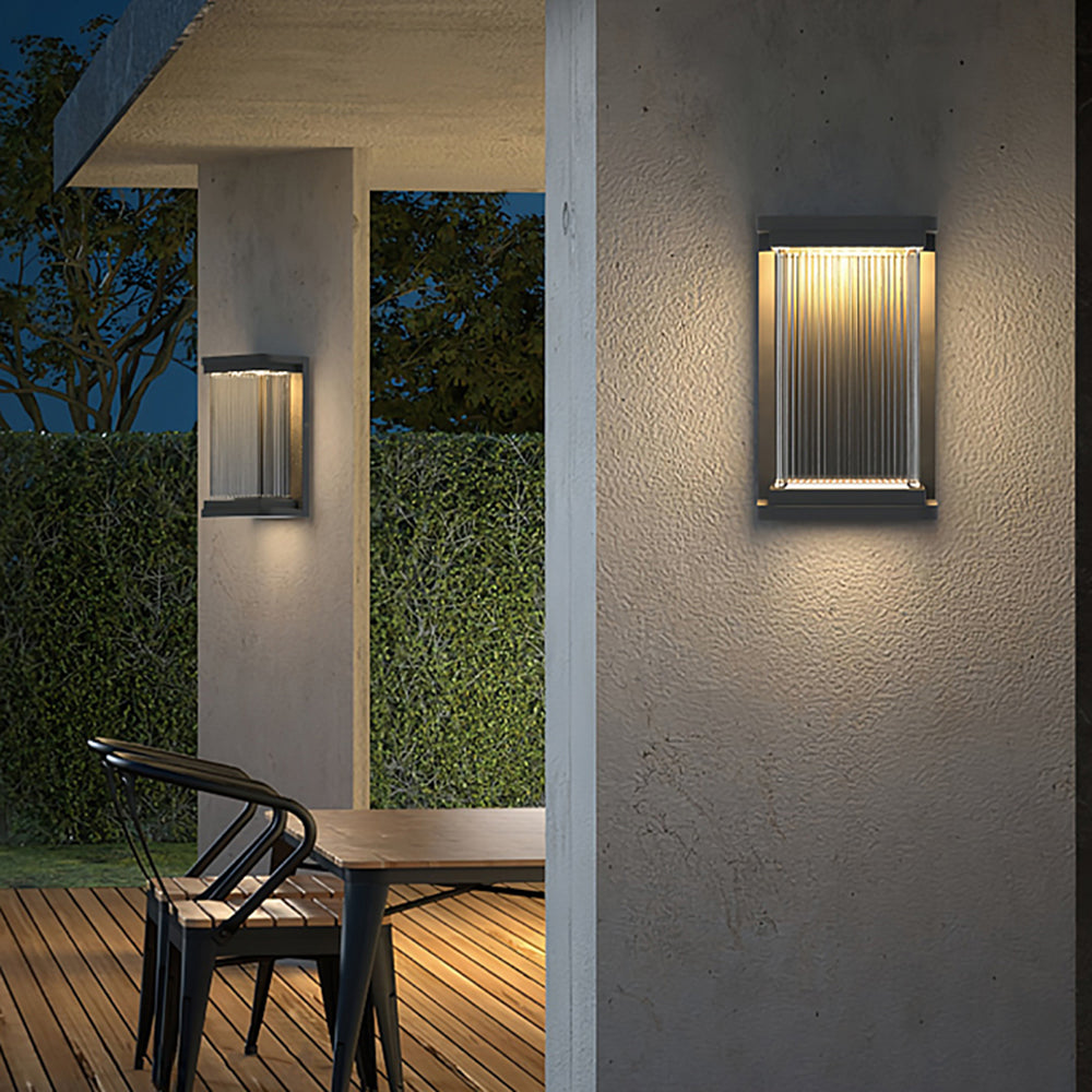 Orr Minimalist Rectangular Glass Outdoor Wall Lamp, Black