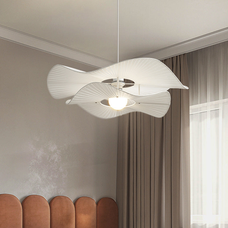 Renée Modern LED Pendant Light White Metal Fabric Living Room