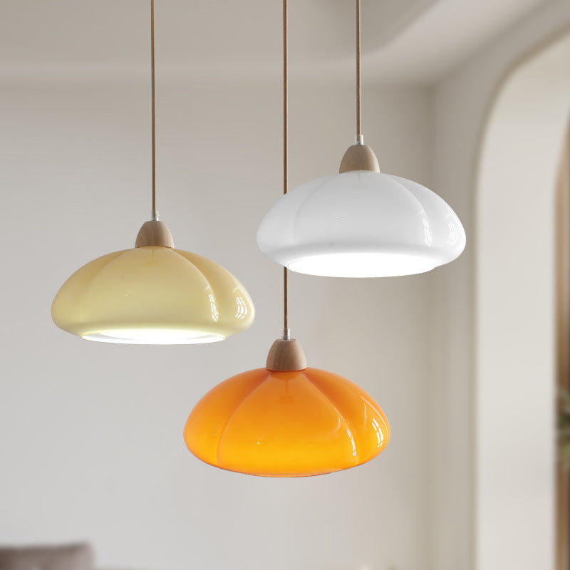 Hailie Retro Pendant Light Pumpkin Glass Bedroom Dining Room