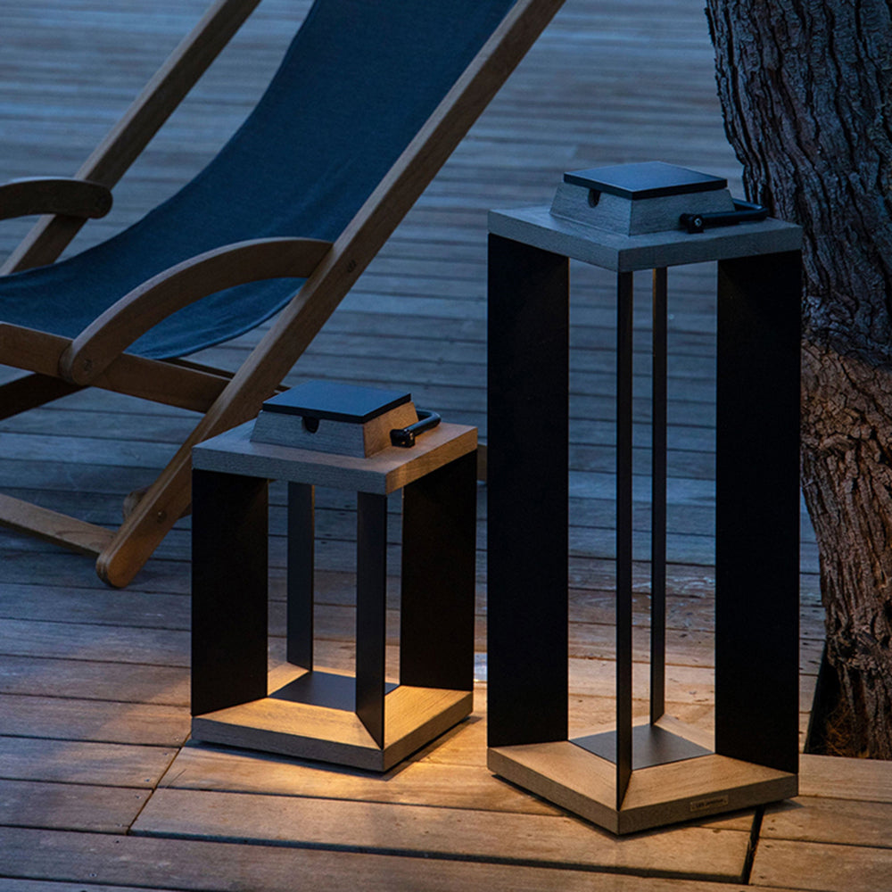 Orr Contemporary Rectangular Solar Outdoor Floor Lamp, Black