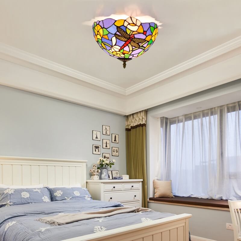 Eryn Vintage Flush Mount Ceiling Light Multicolor Glass Bedroom
