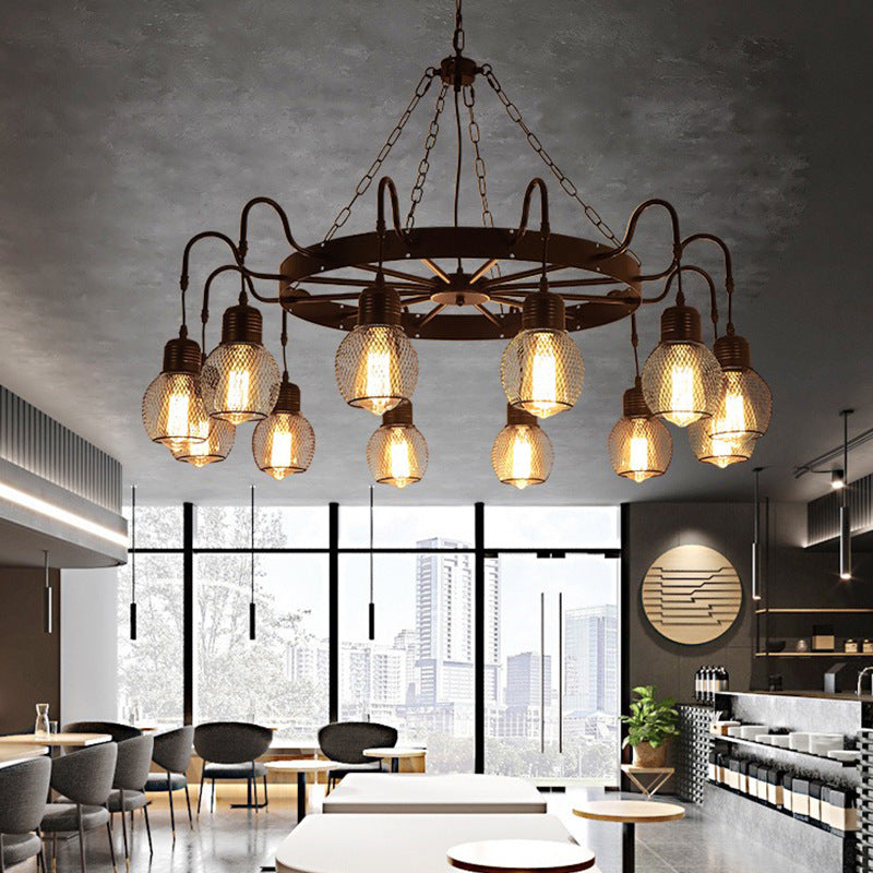 Alessio Industrial LED Chandelier Metal/Glass Dining Room/Bedroom