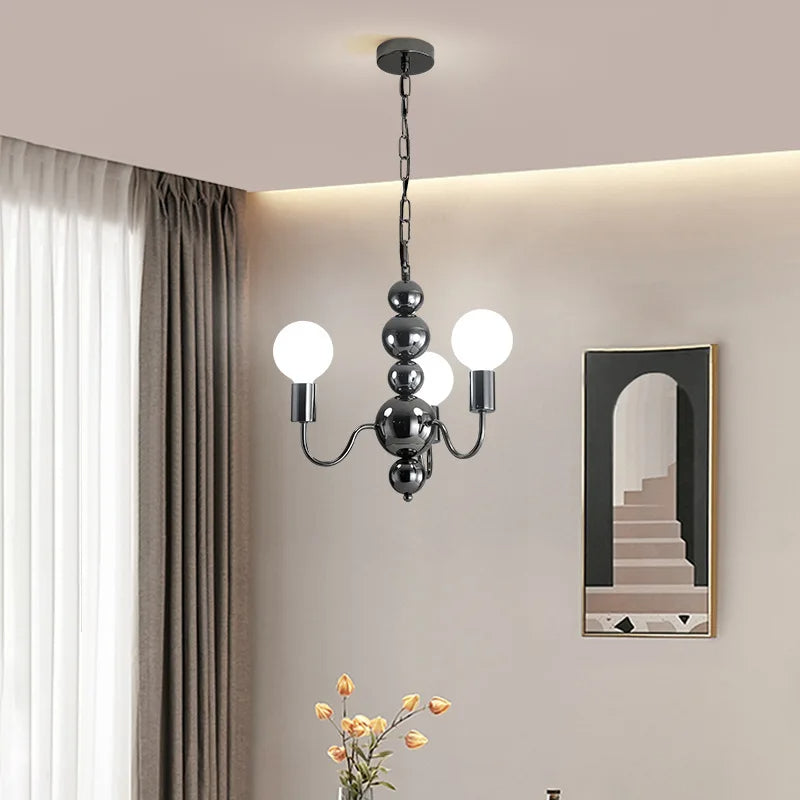 Valentina Medieval LED Spherical Chandelier Black Metal Living Room