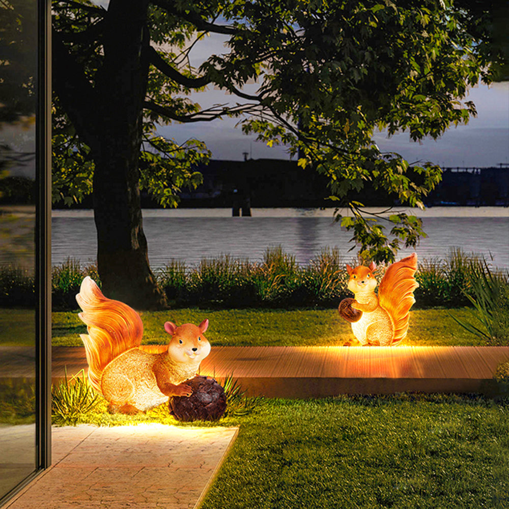 Fateh Squirrel Solar Outdoor Decoration Floor Lamp, 2 Style, 17.5"/19"