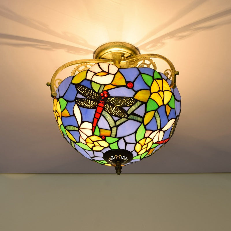 Eryn Vintage Acrylic Flush Mount Ceiling Light Multicolor Metal Glass