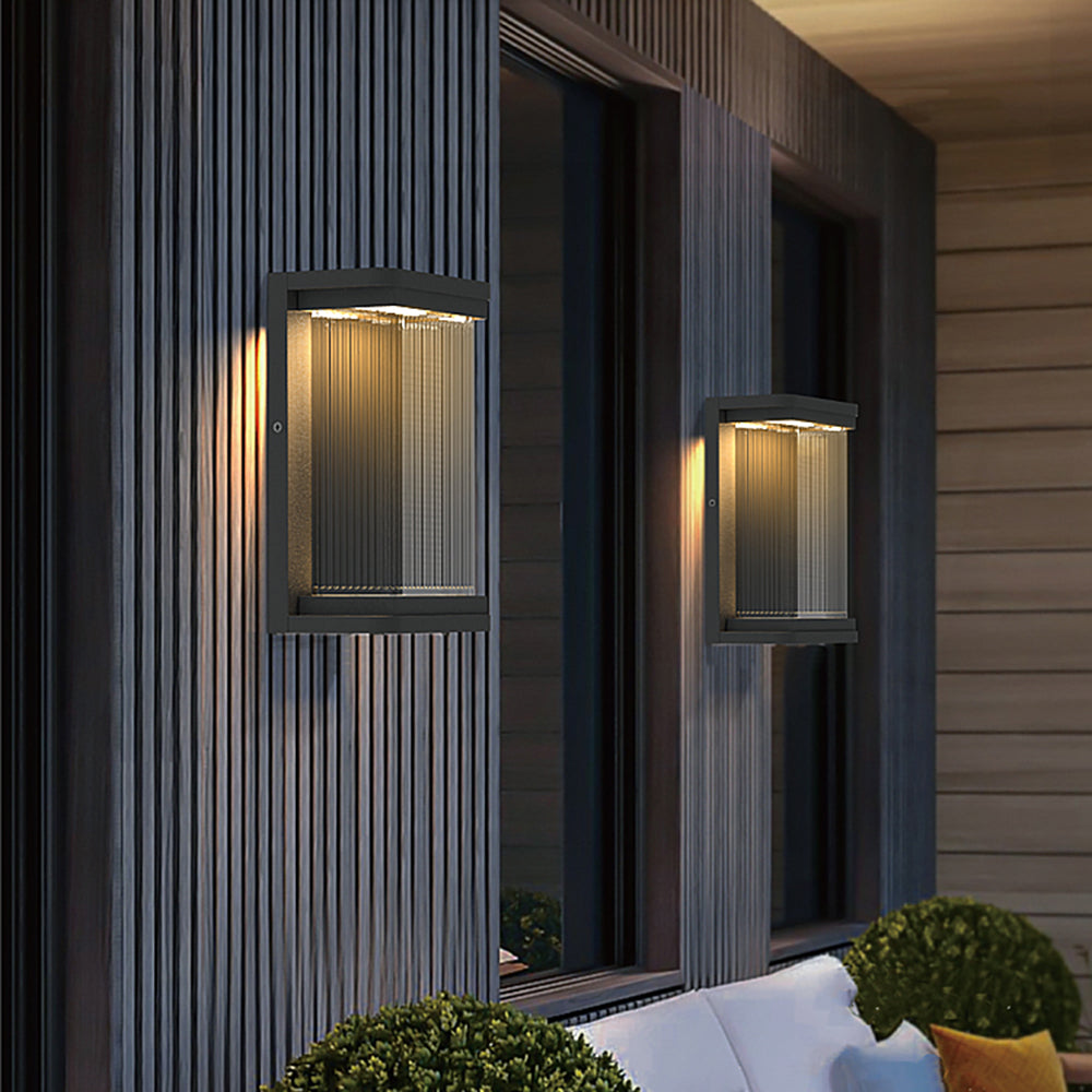 Orr Minimalist Rectangular Glass Outdoor Wall Lamp