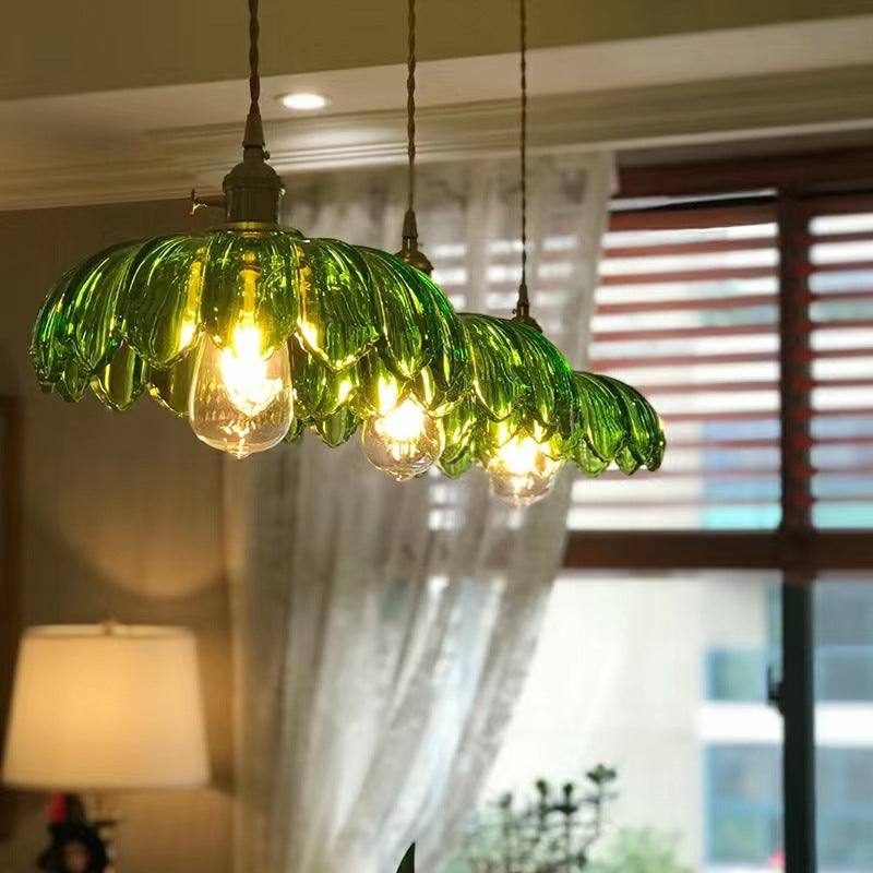 Hailie Retro LED Flower Pendant Light Glass Metal Dining Room