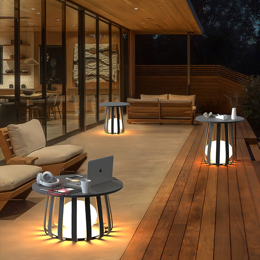 Orr Outdoor Solar Floor Lamp /w Table, 2 Style, 18"/21.5"