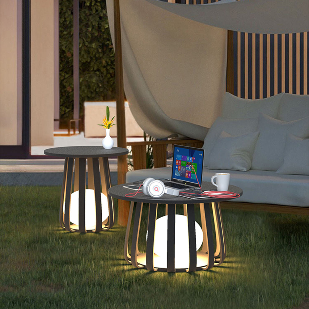 Orr Outdoor Solar Floor Lamp /w Table, 2 Style, 18"/21.5"