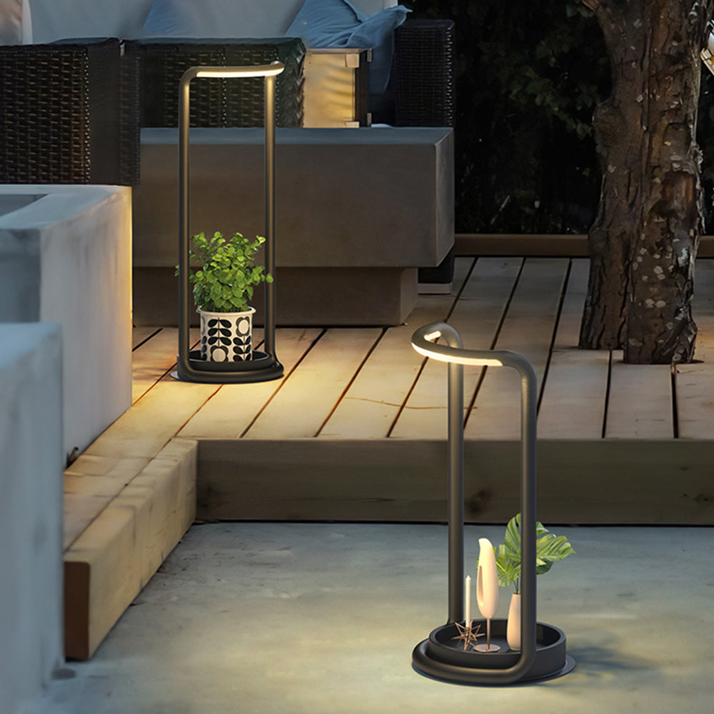 Orr Minimalist Rectangular Solar LED Outdoor Floor Lamp, Black