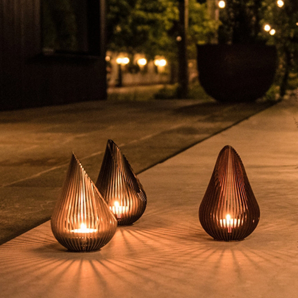 Orr Design Waterdrop Shaped Outdoor Floor Lamp, Black/Silver