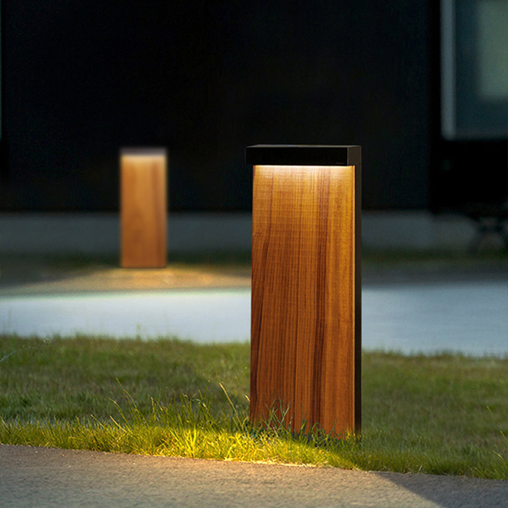 Orr Modern Metal Rectangular Outdoor Path Light, wood
