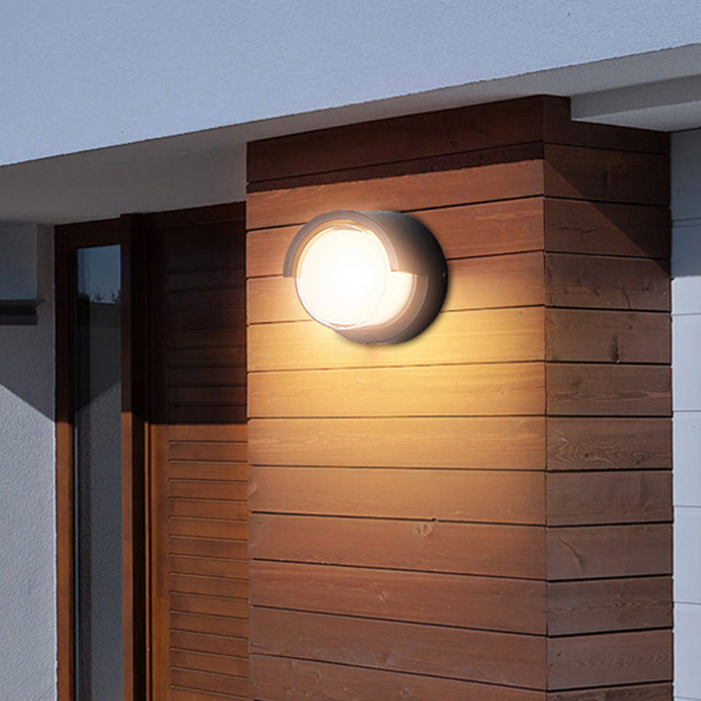 Orr Modern Round/Rectangular Metal/Acrylic Outdoor Wall Lamp, Black