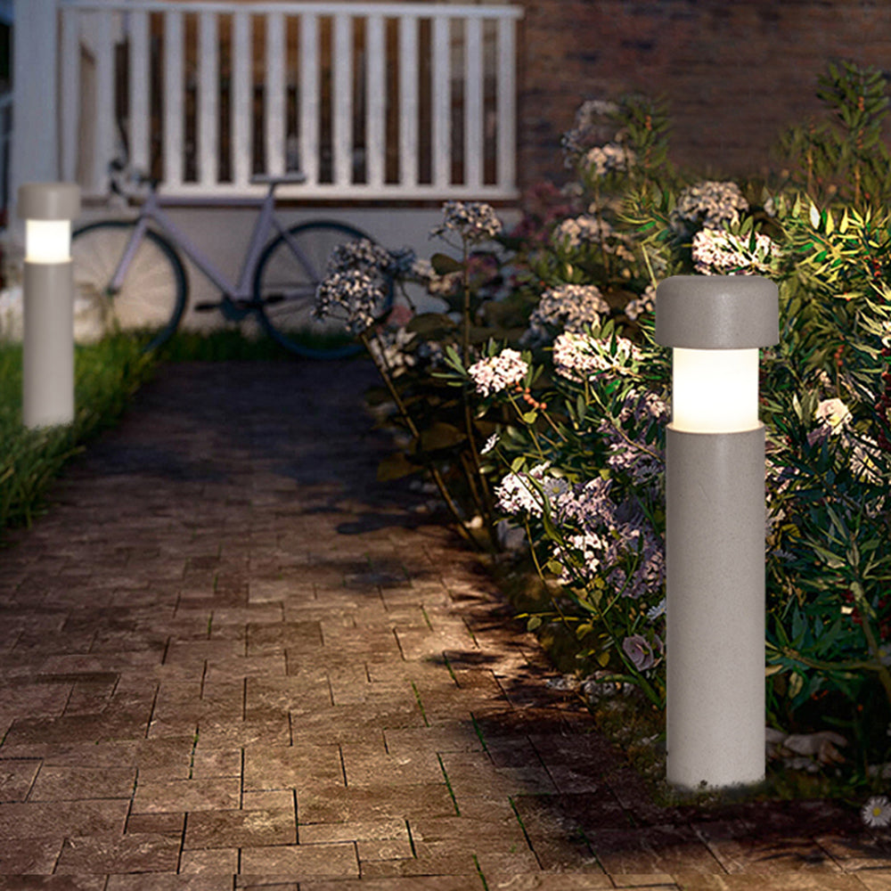 Orr Modern Metal Cylindrical Outdoor Path Light, Gray
