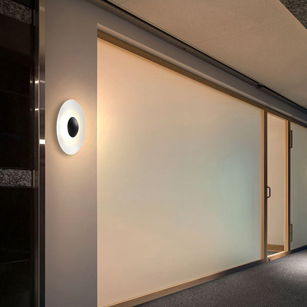Orr Designer Round Metal Outdoor Wall Lamp, Black/White