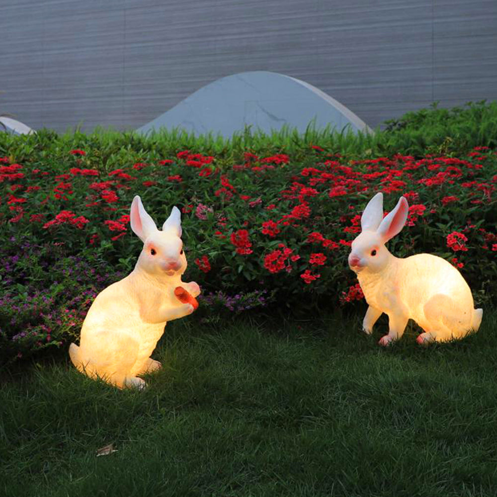 Alice Cute Rabbit Resin Outdoor Floor Lamp, White&Pink