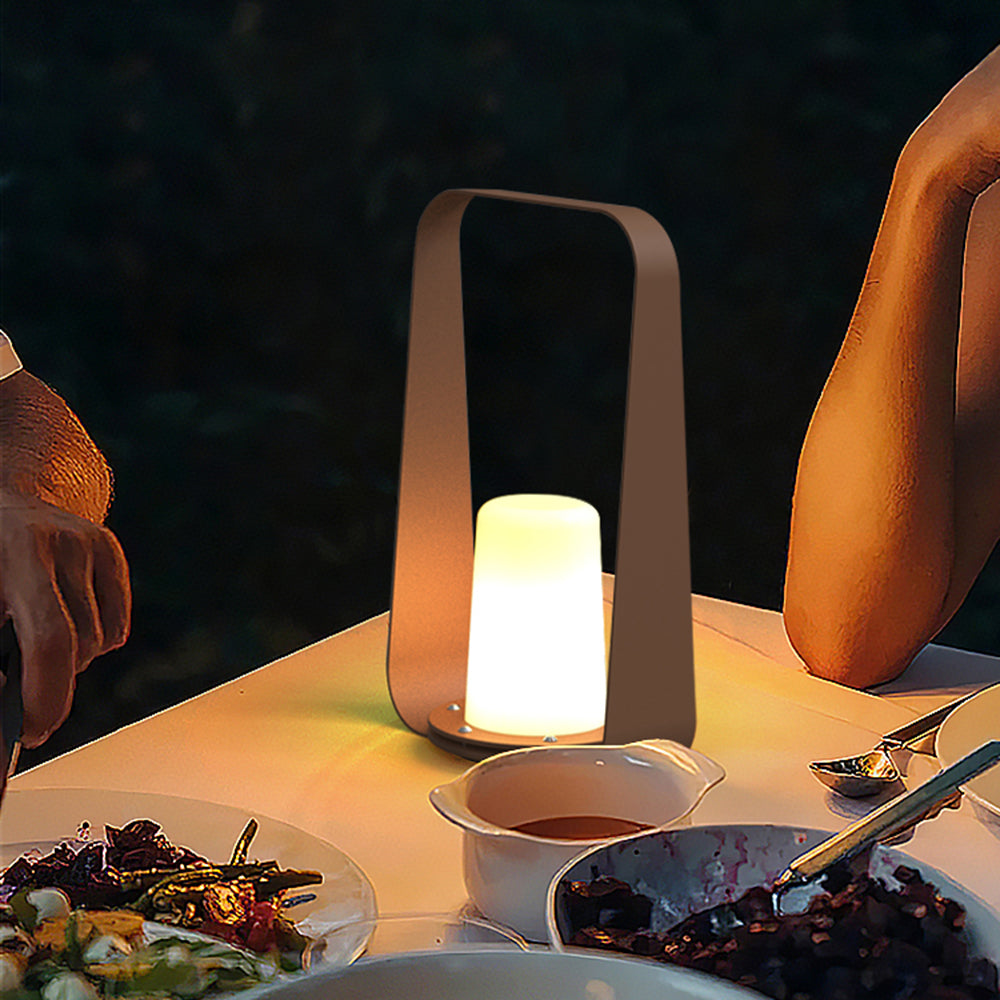 Orr Minimalist Portable Rechargeable Lamp de Table, Coffee/Grey
