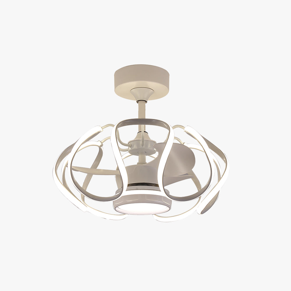 Lacey White&Coffee Ceiling Fan with Light, 23.6''