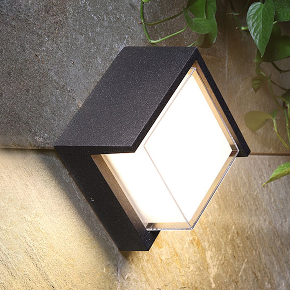 Orr Modern Round/Rectangular Metal/Acrylic Outdoor Wall Lamp, Black