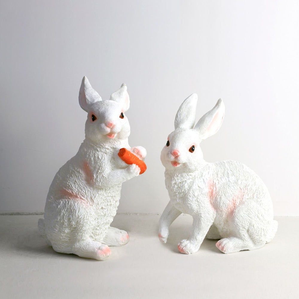 Alice Cute Rabbit Resin Outdoor Floor Lamp, White&Pink