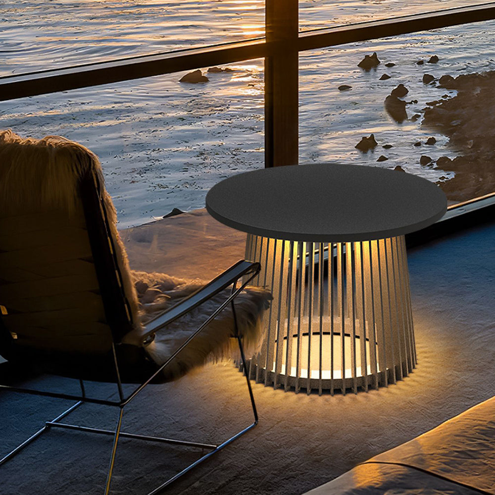 Orr Contemporary Solar Outdoor Floor Lamp /w Table, 16"/19.5"/27.5"