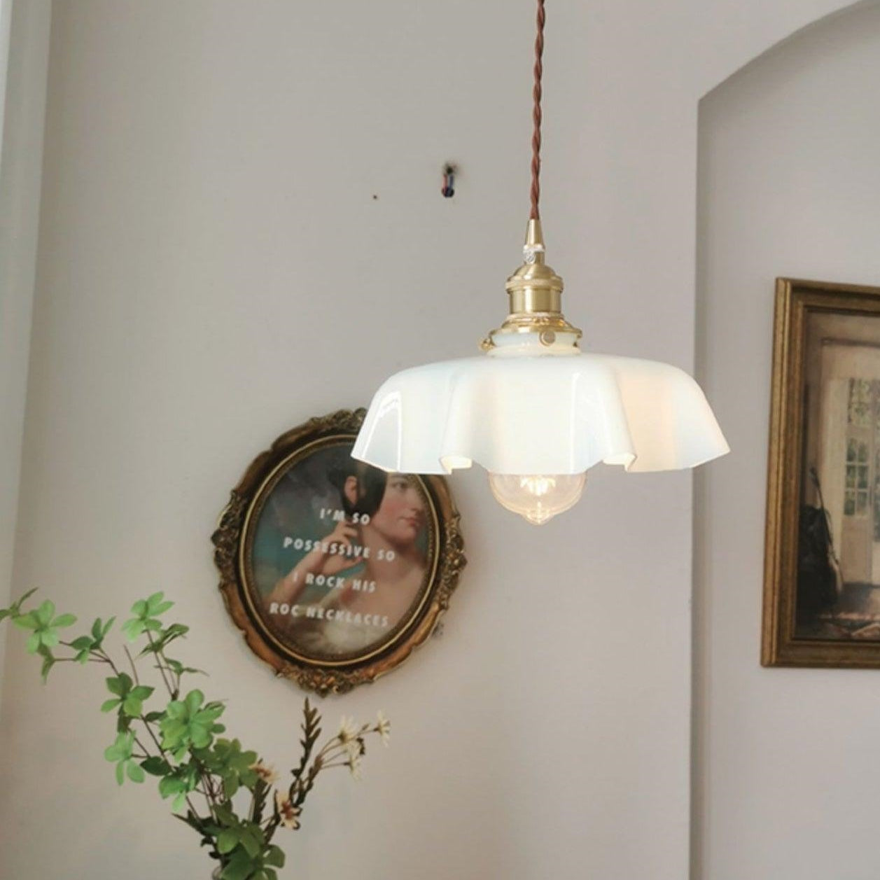 Hailie Vintage LED Pendant Light Glass Metal Bedroom