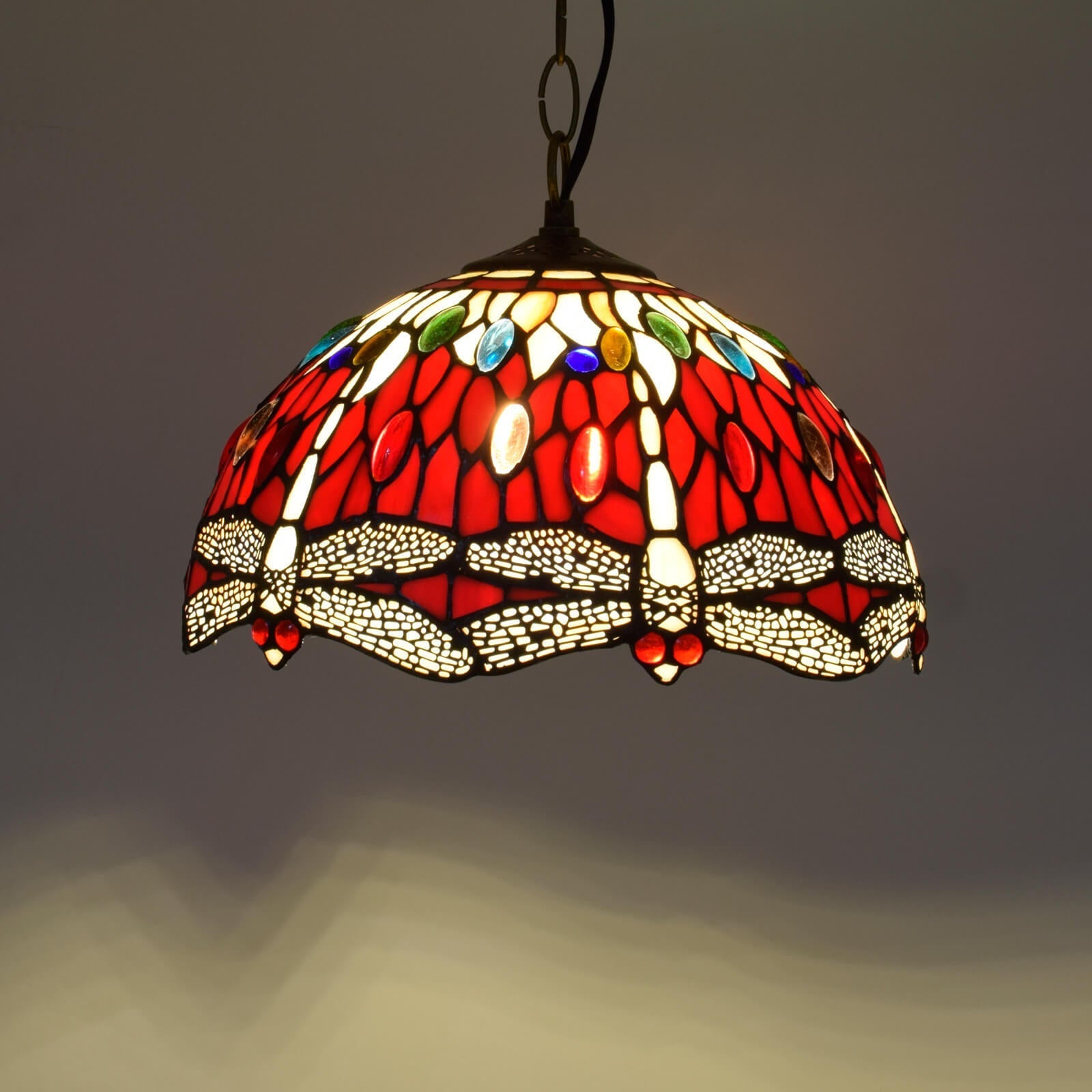 Eryn Vintage LED Pendant Light Red Glass Living Room/Bedroom