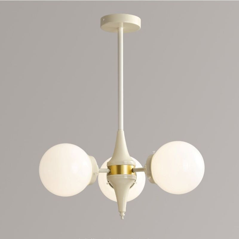 Valentina French LED Chandelier Milky White Cream Metal Living Room