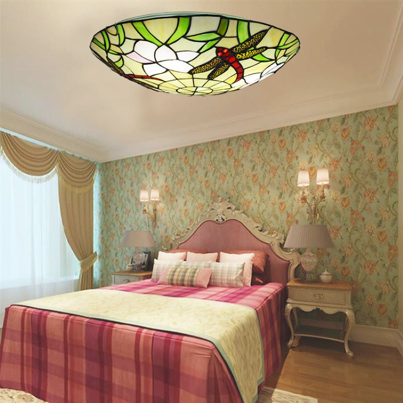 Eryn Vintage LED Flush Mount Ceiling Light Multicolor Glass Bedroom