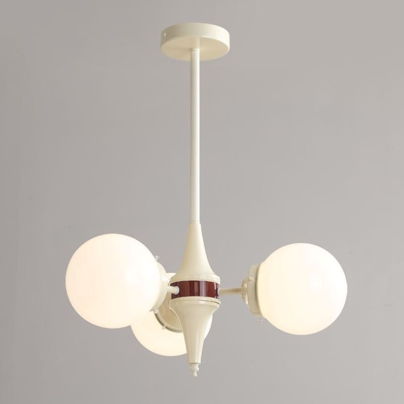 Valentina French LED Chandelier Milky White Cream Metal Living Room