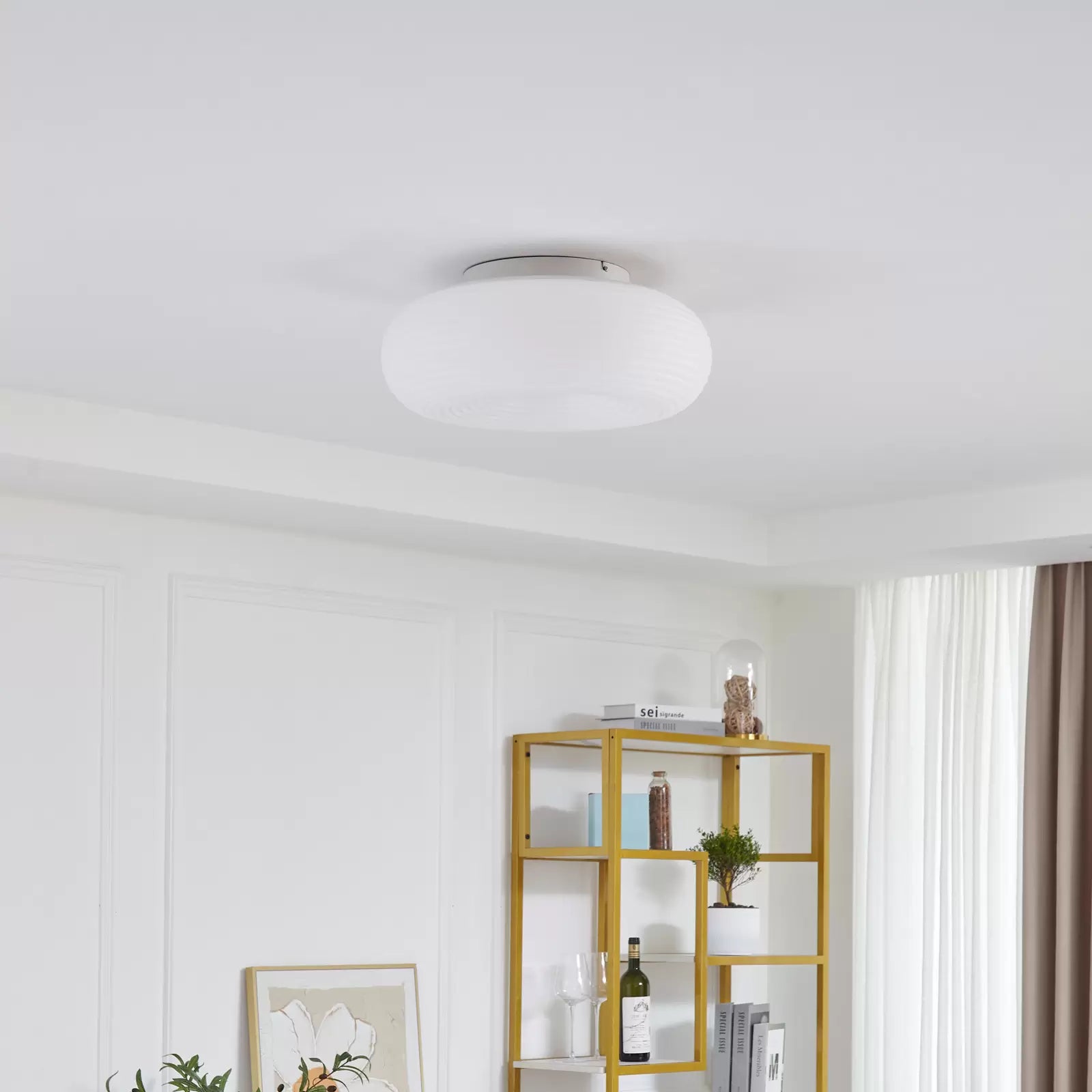 Quinn Flush Mount Ceiling Light Modern, Metal/Acrylic, White, Bedroom