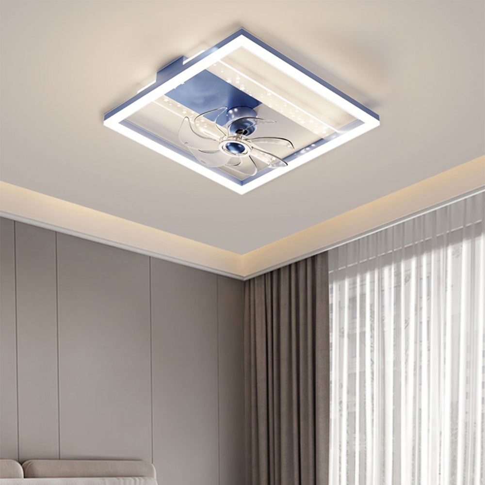 Kelley Blue & Black Flush Mount Ceiling Fan with Light, 5 Style