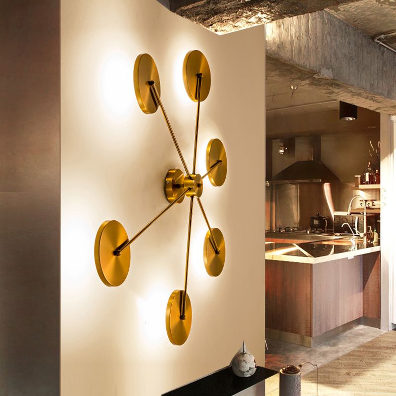 Leigh Modern Round Sputnik Shape Metal Wall Lamp, Gold