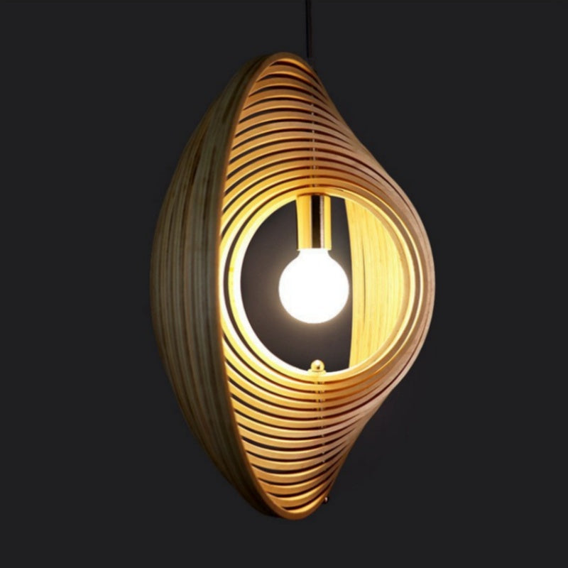 Muto Japanese LED Pendant Light Wood Bedroom Bar