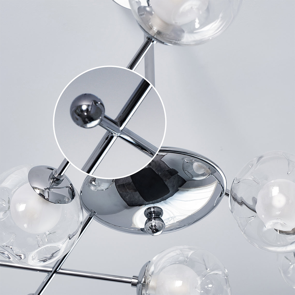 Valentina Nordic Bauhaus Chandelier Metal Glass Living Room