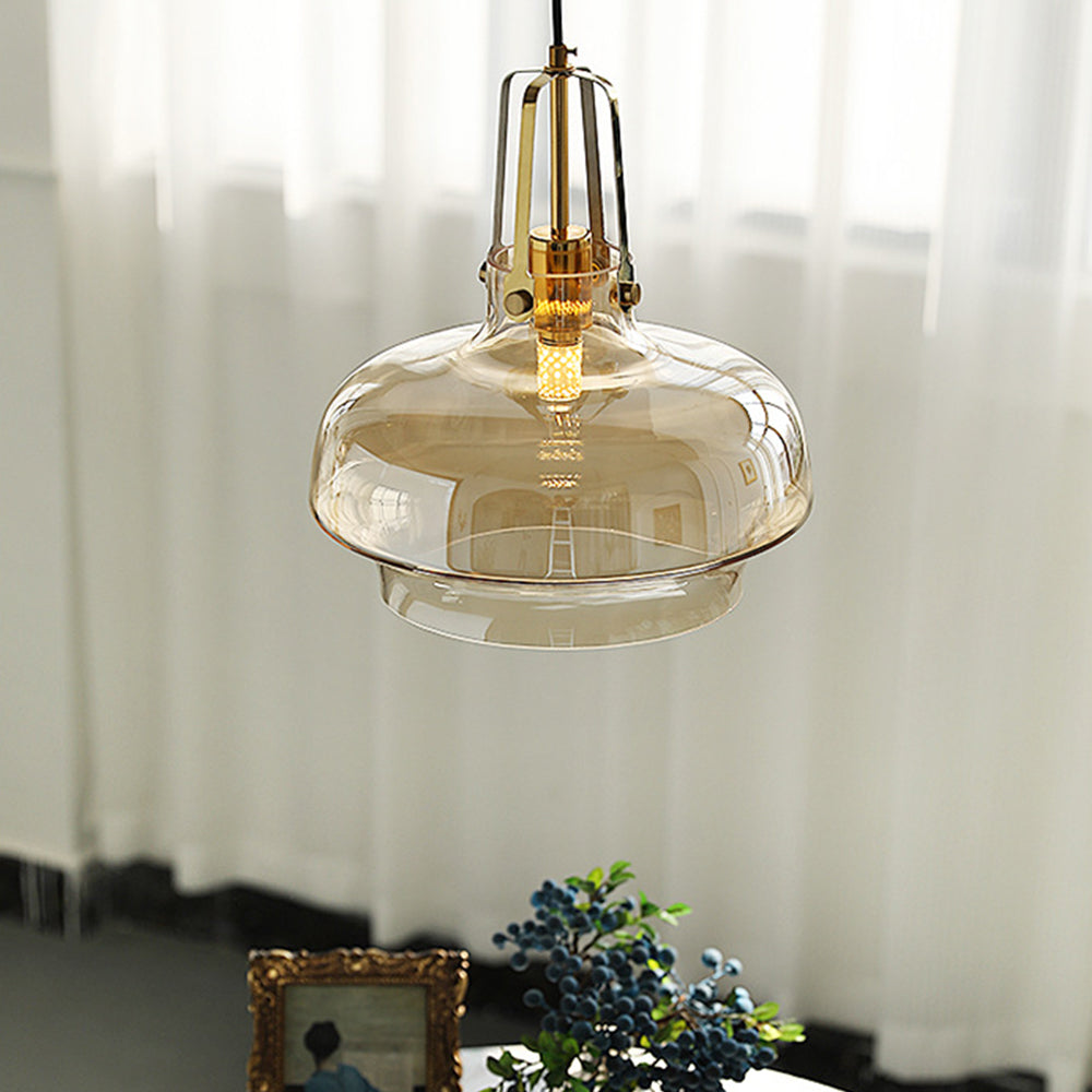 Hailie Modern Unique Shaped Pendant Light Glass Metal Living Room Dining Room