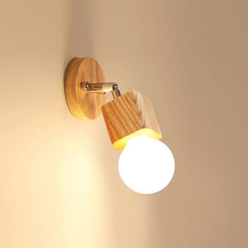 Ozawa Modern Square Globe Metal/Wood Wall Lamp, Vanity Light