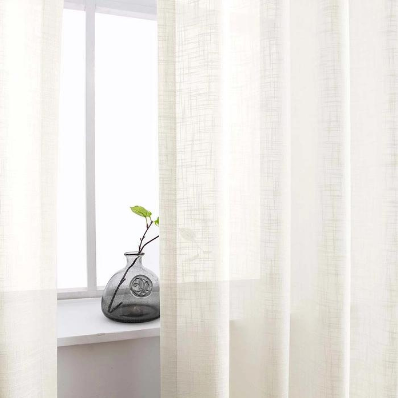 Ela Linen Semi Sheer Curtains Pleated